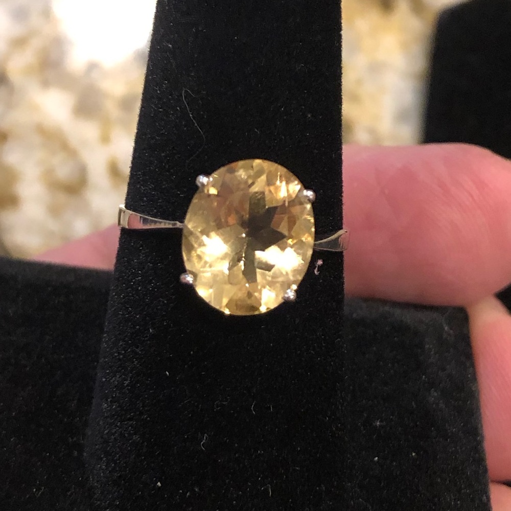 Sterling Silver and Simulated Citrine Ring